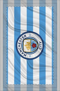 Manchester City Striped Tea Towel — Double-Sided Waffle Weave, Football Fan Kitchen Towel