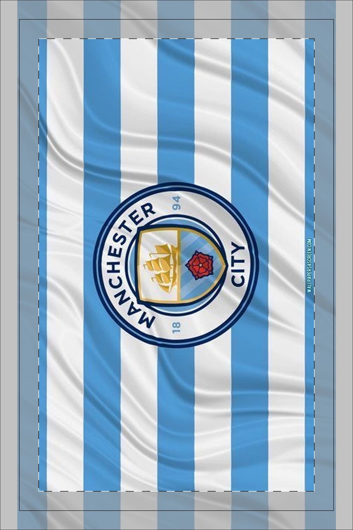 Manchester City Striped Tea Towel — Double-Sided Waffle Weave, Football Fan Kitchen Towel