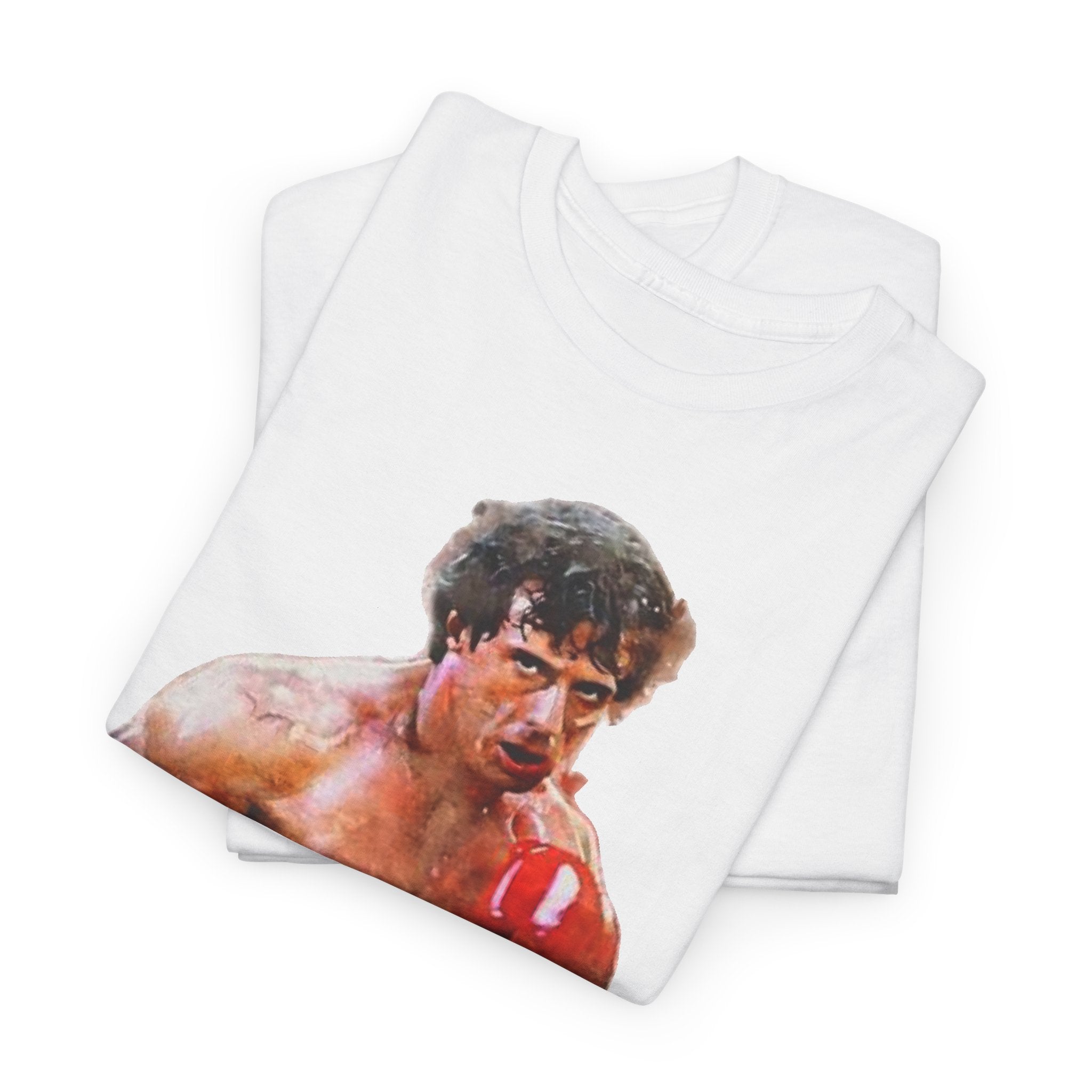 Boxer Rocky Painting T‑Shirt — Vintage American Flag Boxing Tee