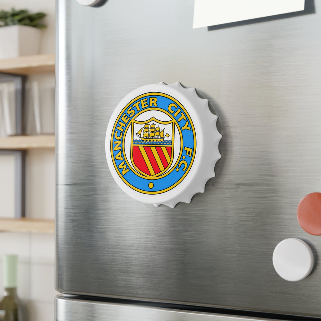 Manchester City Retro Crest Bottle Opener - Soccer Club Crest Magnetic Beer Opener