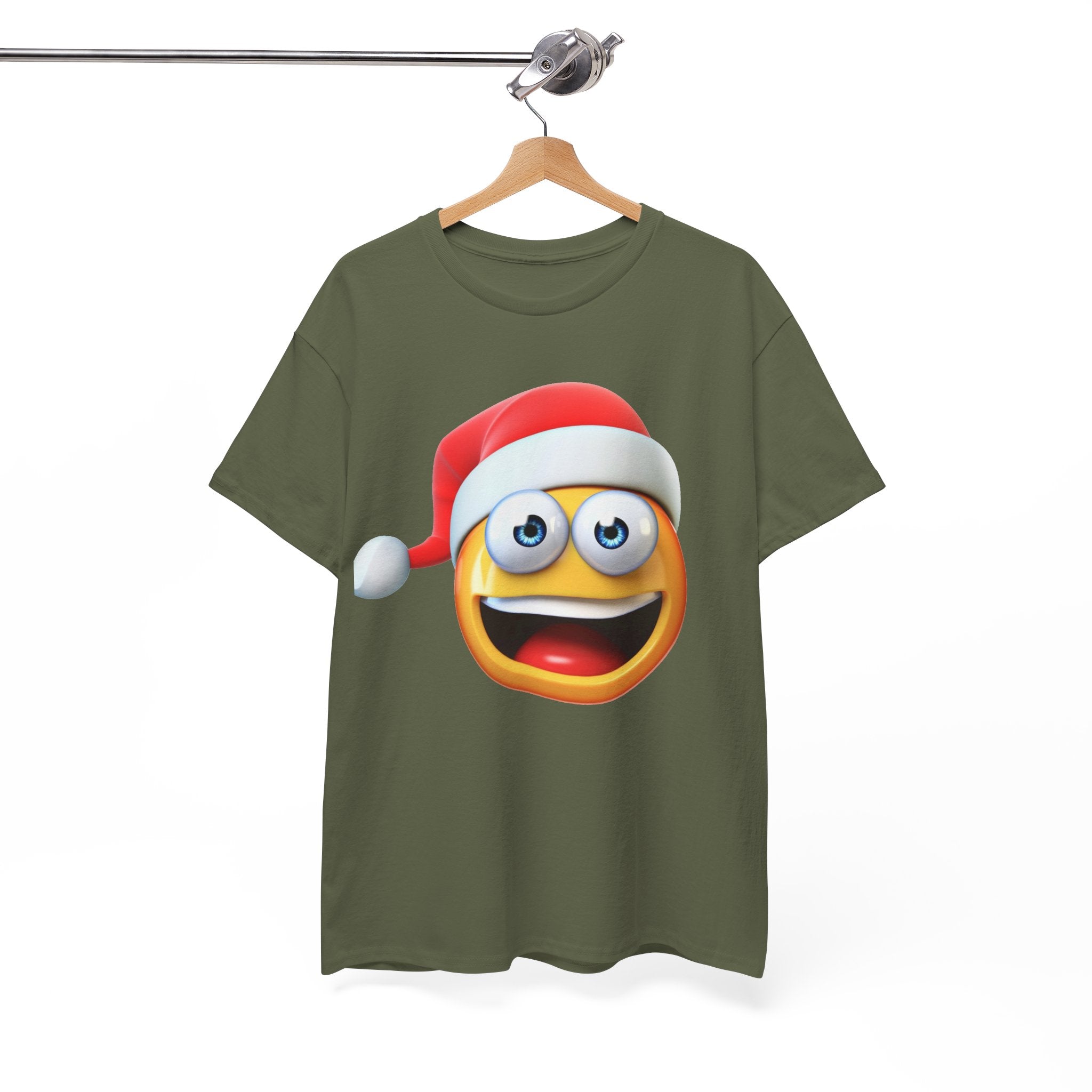 Christmas Emoji T-Shirt — Santa Hat Smiley Holiday Tee