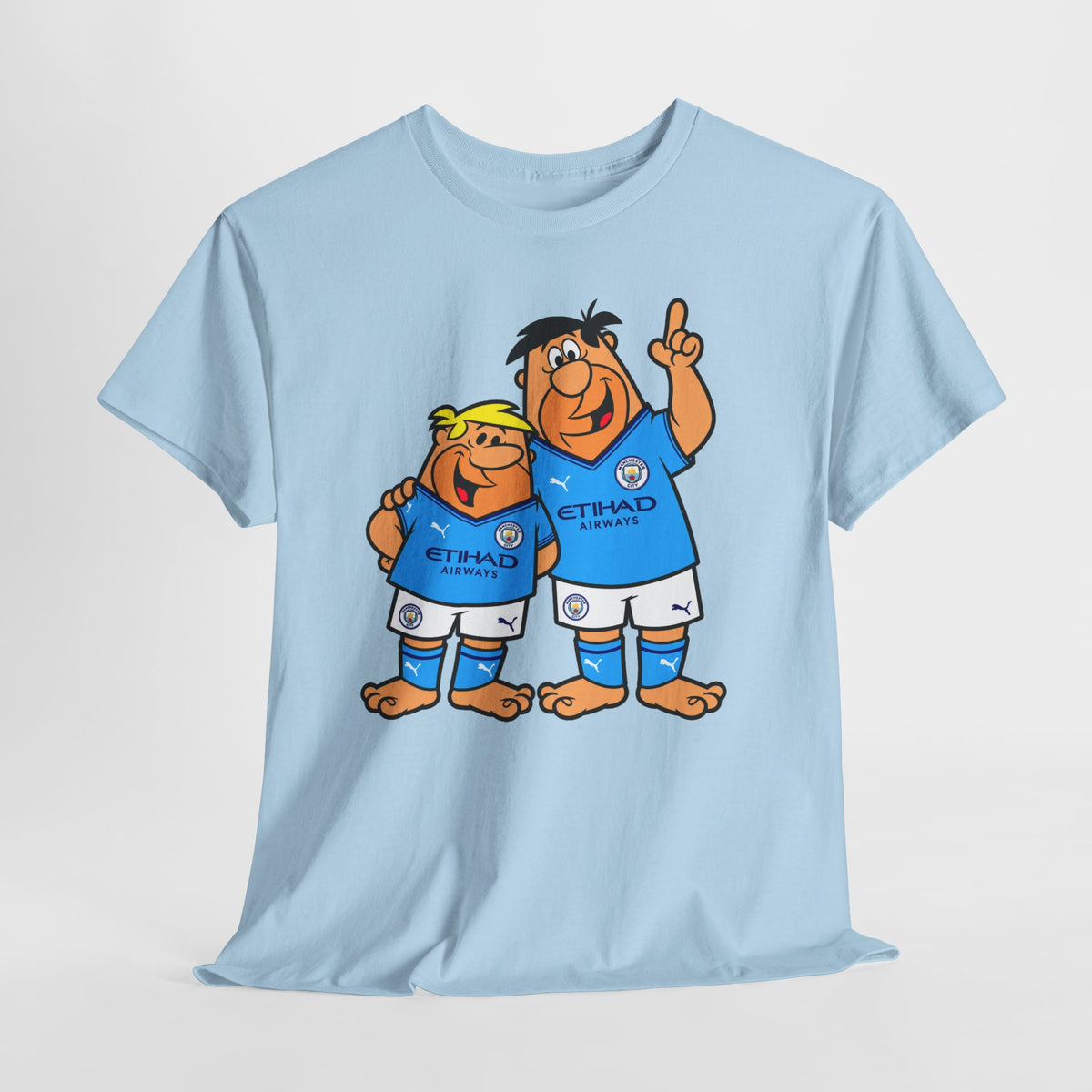 Manchester City The Flintstones Etihad Airways Cartoon Cotton T-Shirt