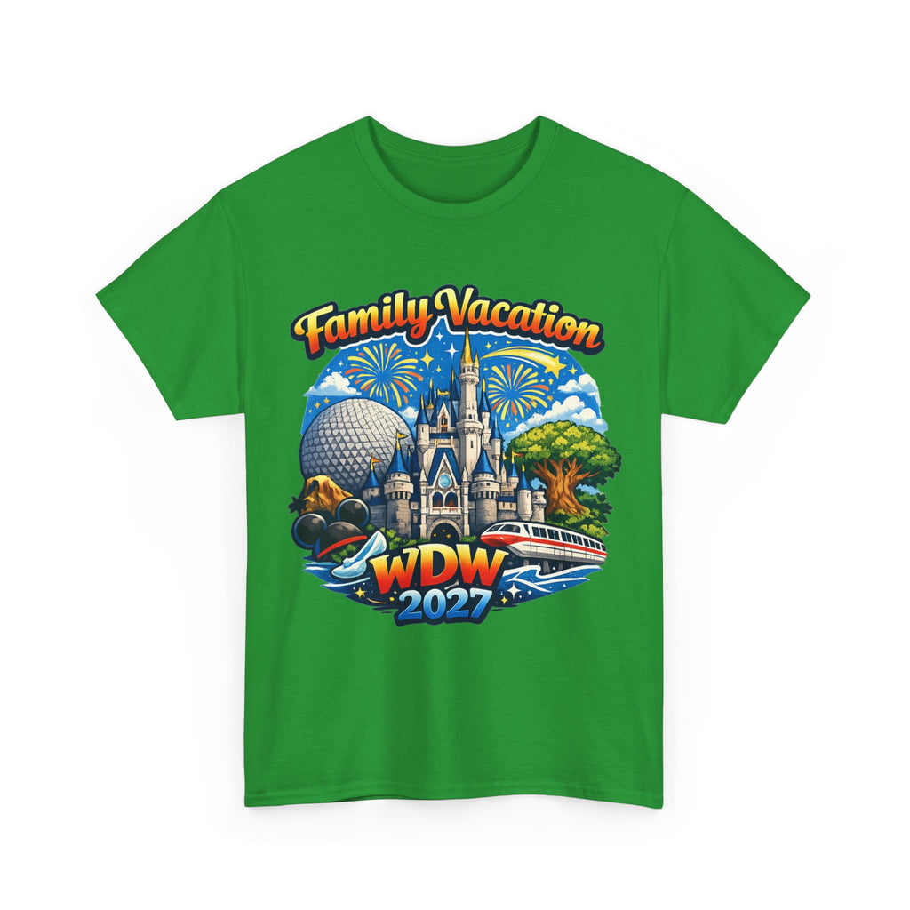 Family Vacation WDW 2027 T-Shirt – Disney Park Castle & Fireworks Vacation Tee