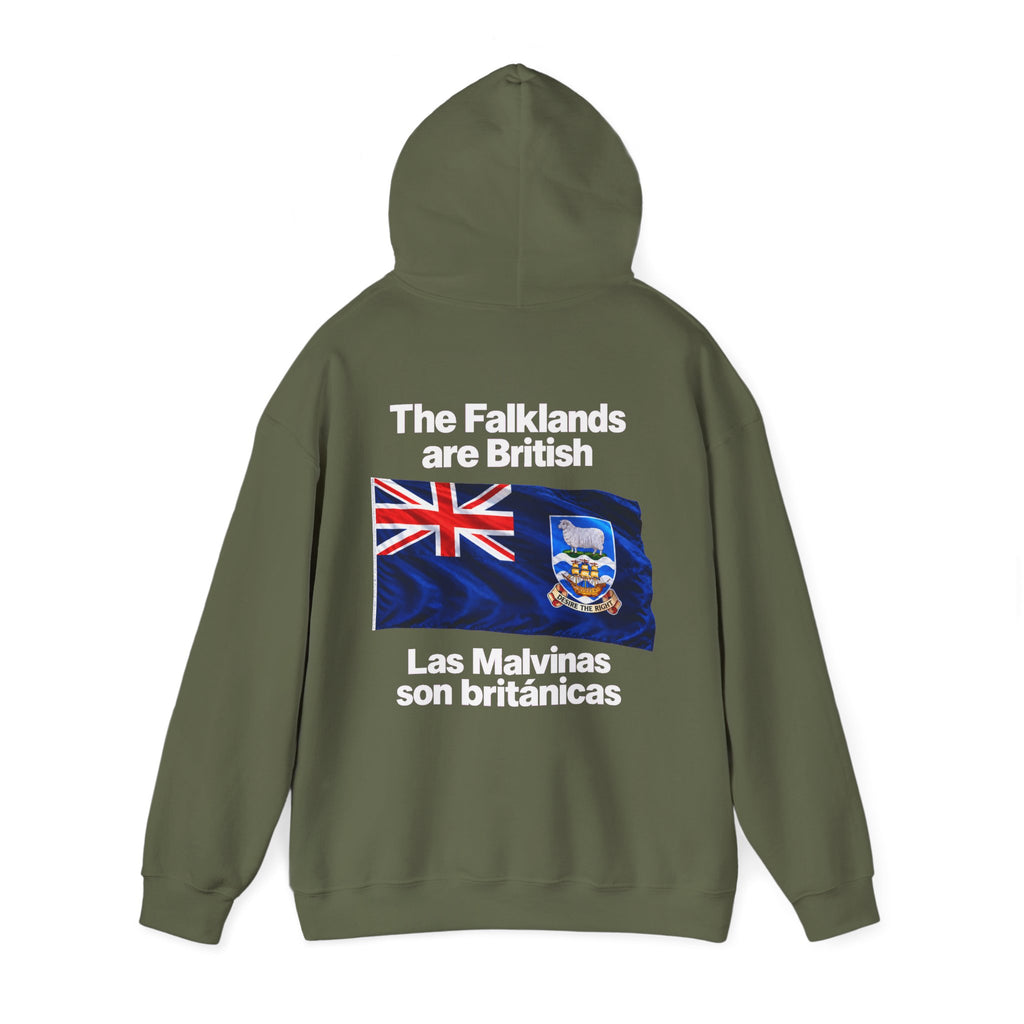 Falklands Are British Hoodie – Bilingual 'Las Malvinas son británicas' Flag Pullover