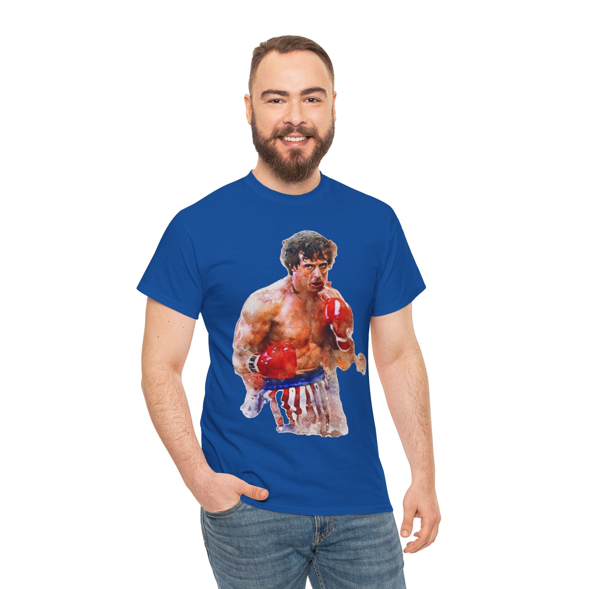 Boxer Rocky Painting T‑Shirt — Vintage American Flag Boxing Tee