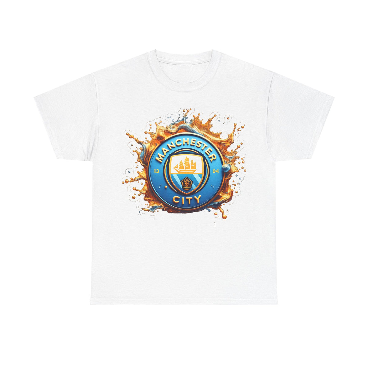 Manchester City Inspired Splash Logo Cotton T-Shirt