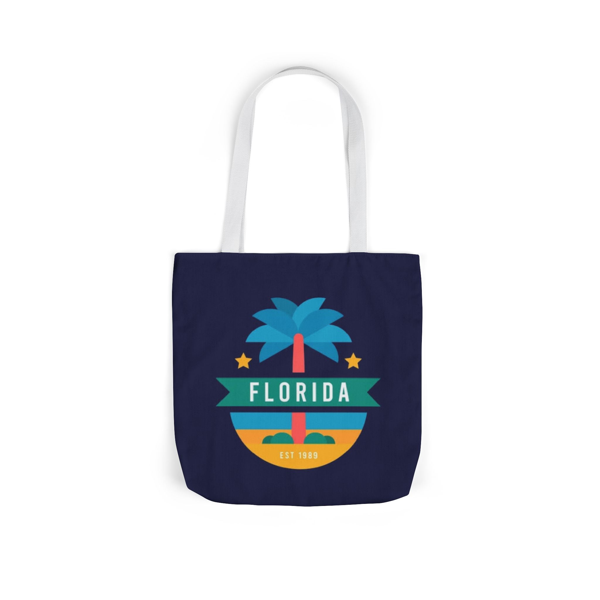 Florida Palm Beach Canvas Tote Bag — Retro Sunshine Travel Tote