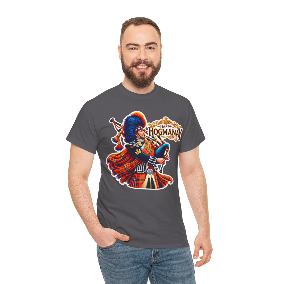Hogmanay Bagpiper T‑Shirt — Happy Hogmanay Scottish New Year Tee
