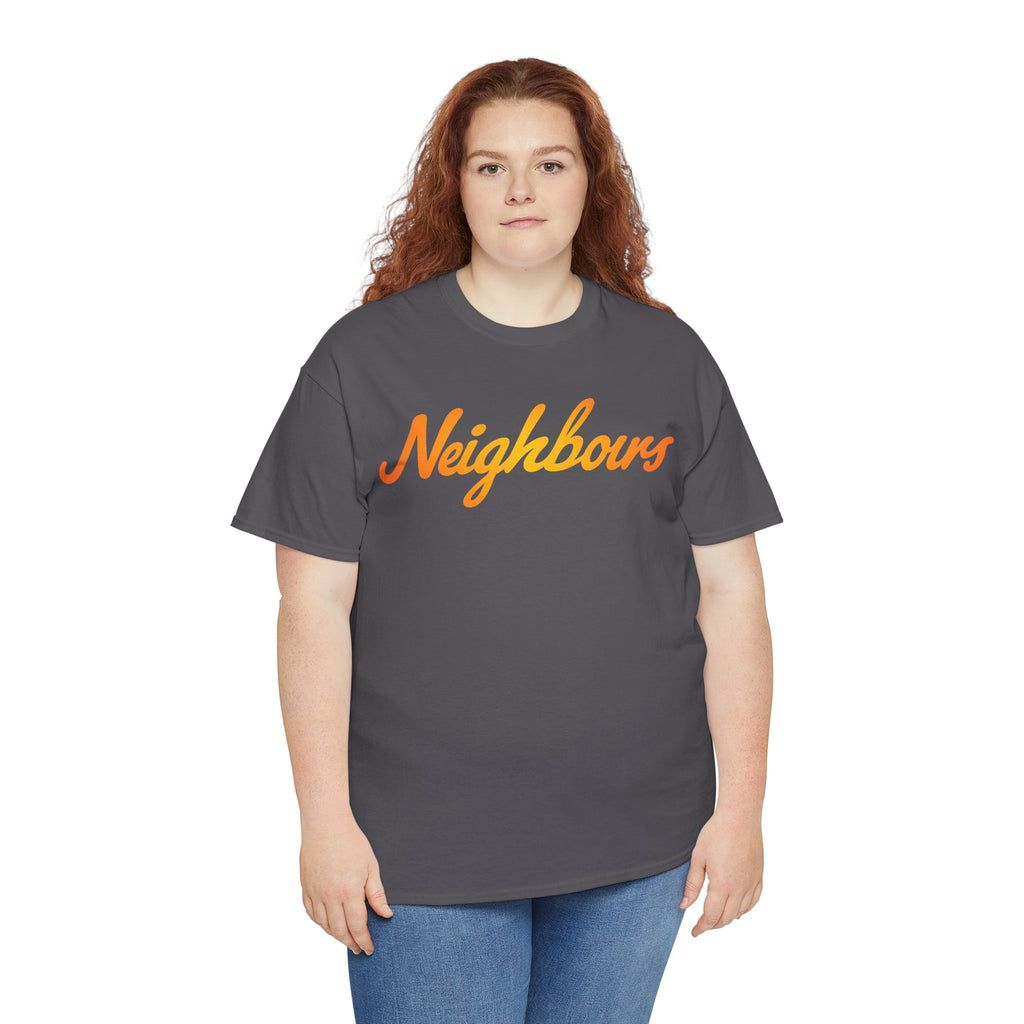 Neighbours Script T‑Shirt — Retro Orange Neighborhood Tee