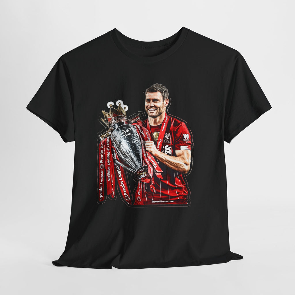 James Milner Liverpool Premier League Champion Trophy T-Shirt — Player Holding Premier Trophy