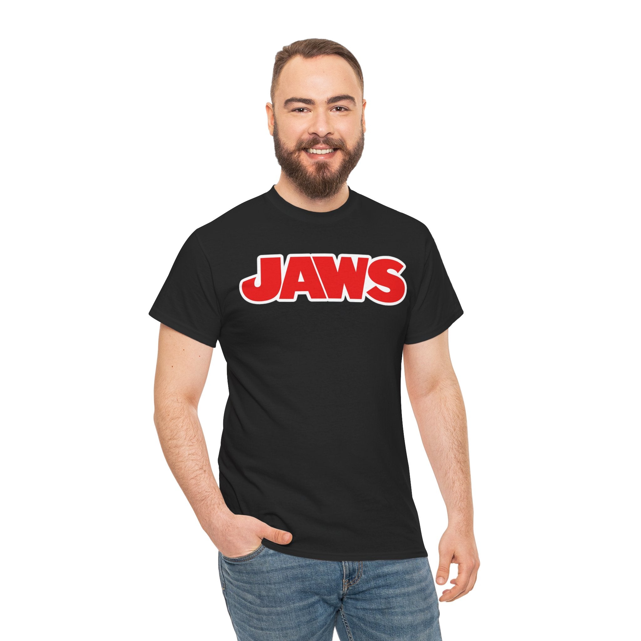Jaws Logo Tee — Retro Red Movie Graphic T‑Shirt