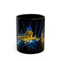 Hogwarts Night Castle Black Coffee Mug – Festive Illuminated Castle Panorama (11oz & 15oz)