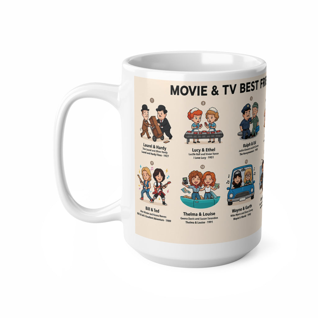 Best Friend Duos Coffee Mug — Vintage Club Championship Medal Design (11oz & 15oz)