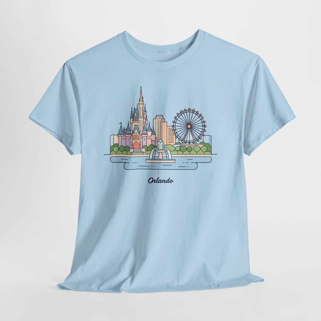 Orlando Skyline T-Shirt — Cute Cityscape Graphic Tee with 'Orlando' Text