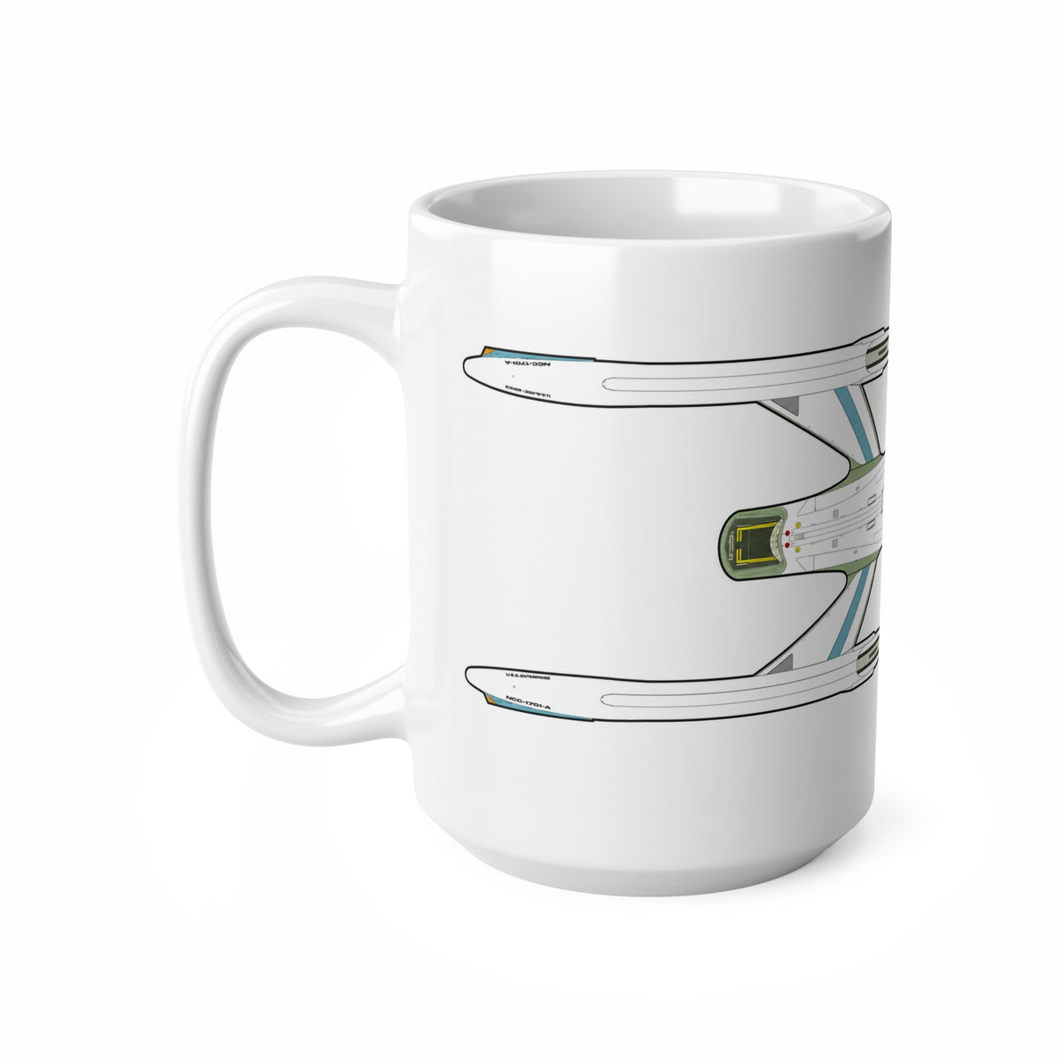 Spaceship Outline Coffee Mug — Retro Sci‑Fi Starship Ceramic Mug (11oz & 15oz)