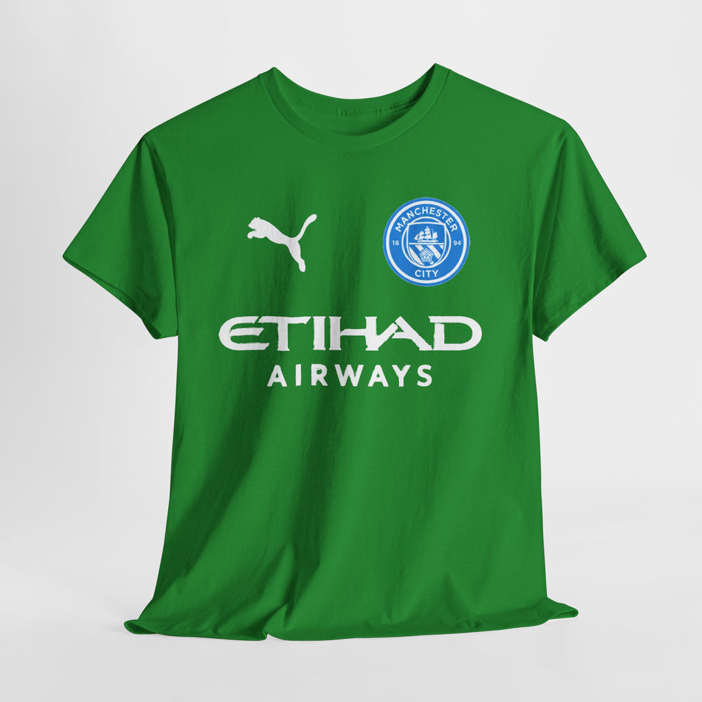 Man City Inspired Etihad Airways Logo Tee - Black Puma Style Football Shirt