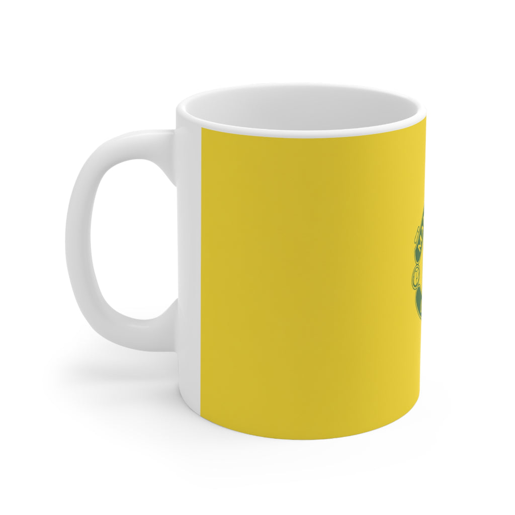 Manchester United Split-Color Ceramic Coffee Mug — Yellow & Green, 11oz/15oz