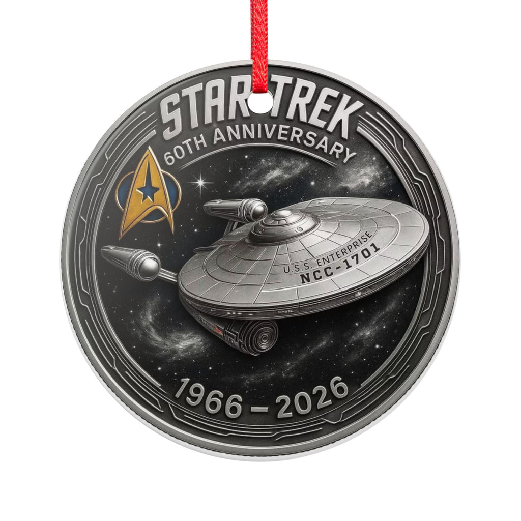 Star Trek 60th Anniversary Ceramic Ornament – USS NCC-1701 Two-Sided Holiday Decoration (1966–2026)