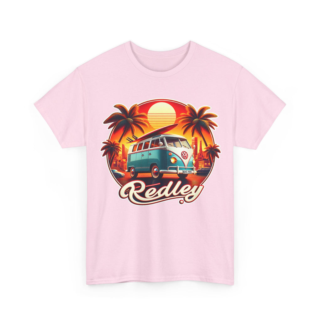 Vintage Surf Van T-Shirt – Retro Beach Sunset Tee with 'Redley' Script