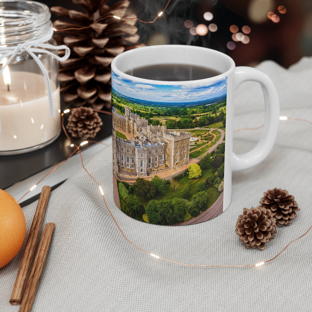Windsor Castle Aerial Photo Ceramic Coffee Mug — Scenic Warwick Castle 11oz & 15oz