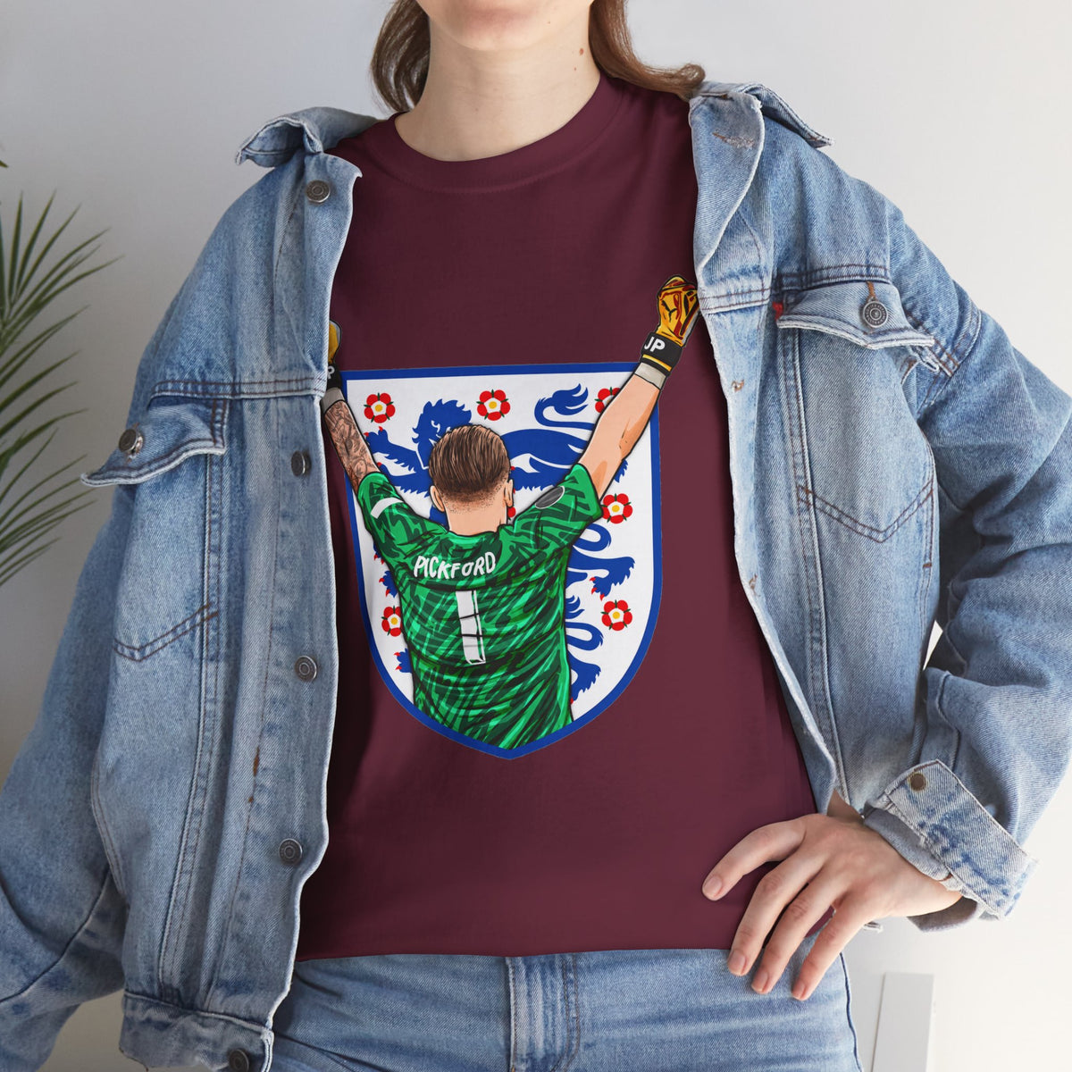 Pickford England Number 1 Goalkeeper Graphic Tee — Victory Pose Jersey Design