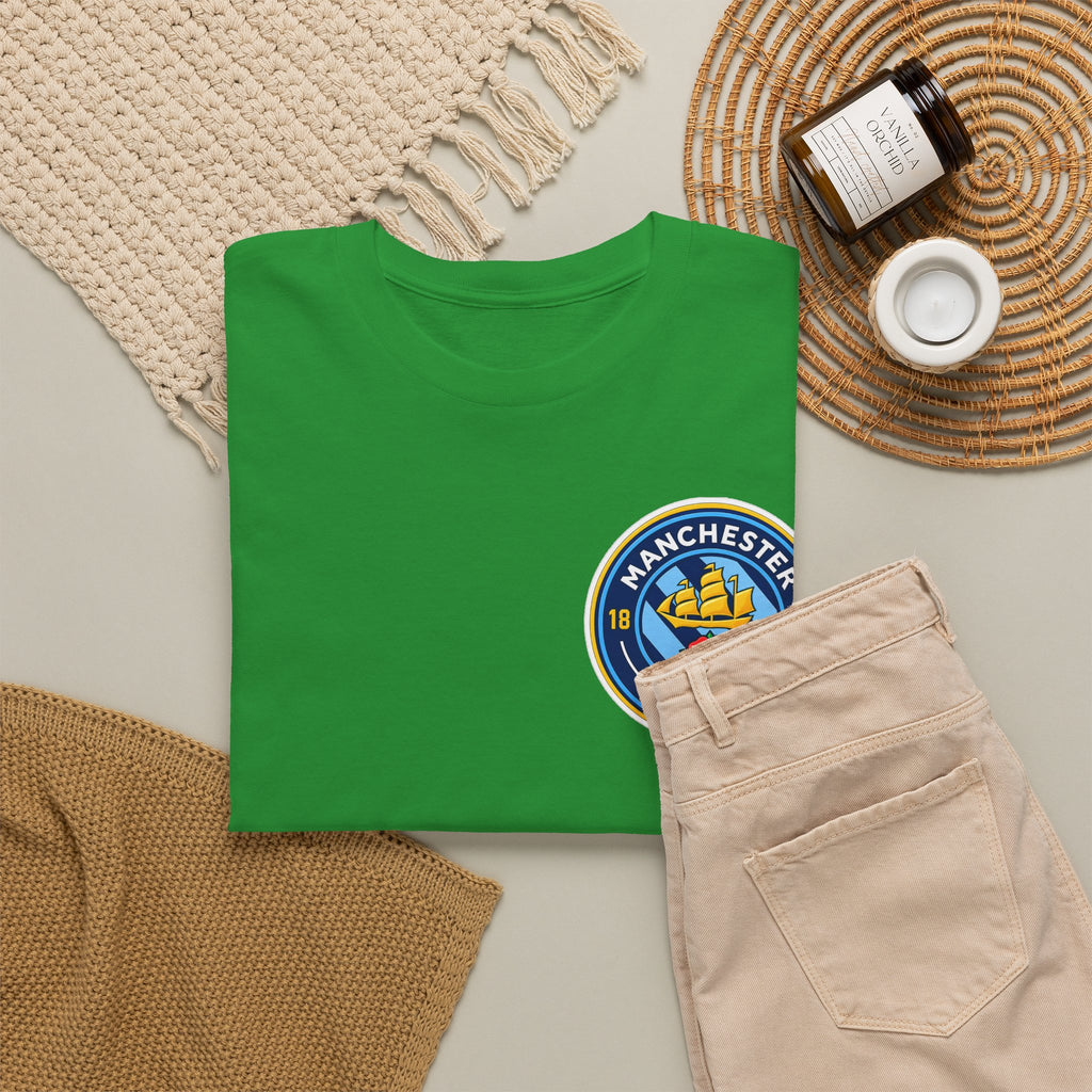 Manchester City Inspired Crest T‑Shirt – Circular Badge Chest Logo Tee