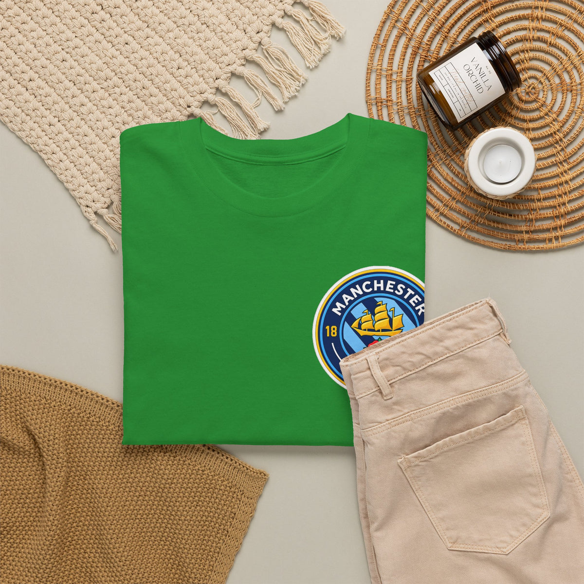 Manchester City Inspired Crest T‑Shirt – Circular Badge Chest Logo Tee