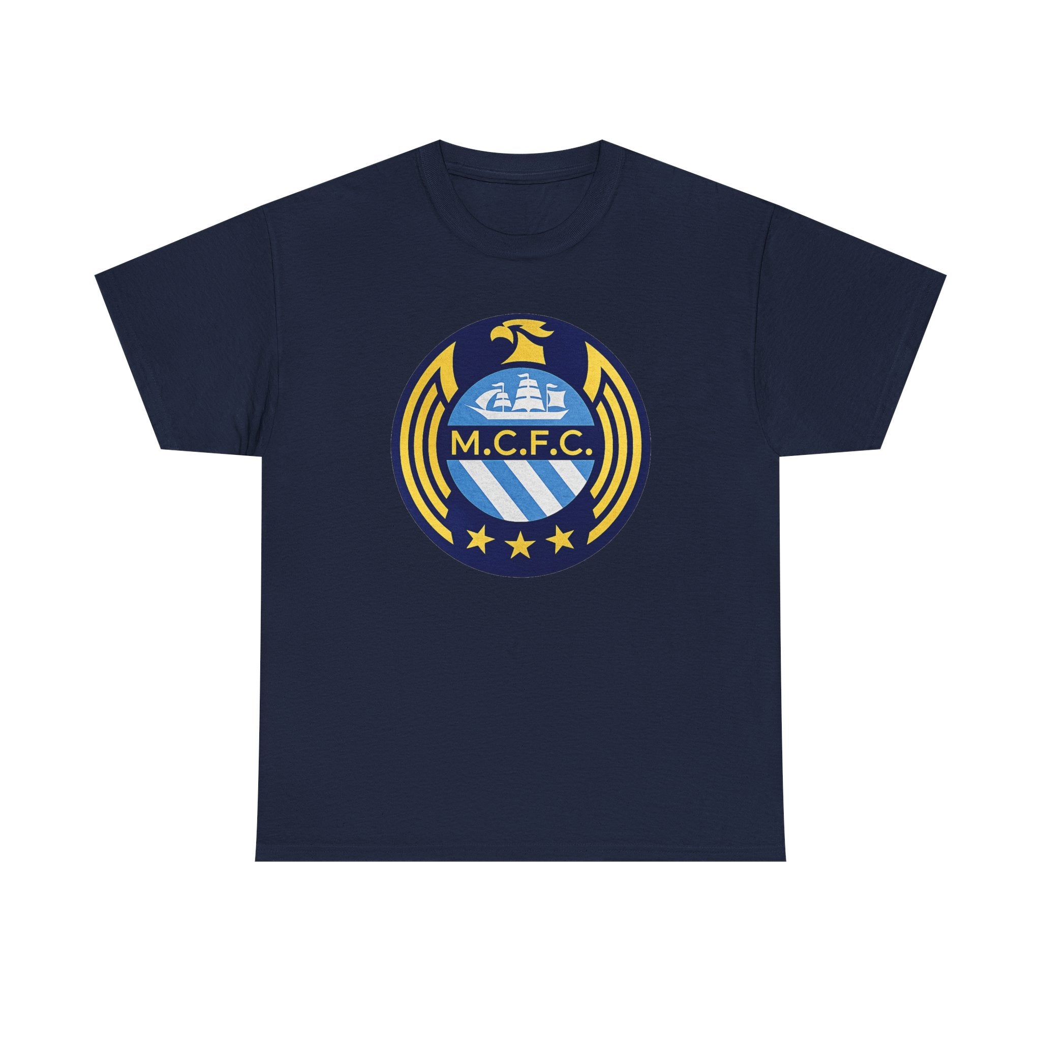 MCFC Crest T-Shirt — Vintage Blue & Gold Soccer Tee