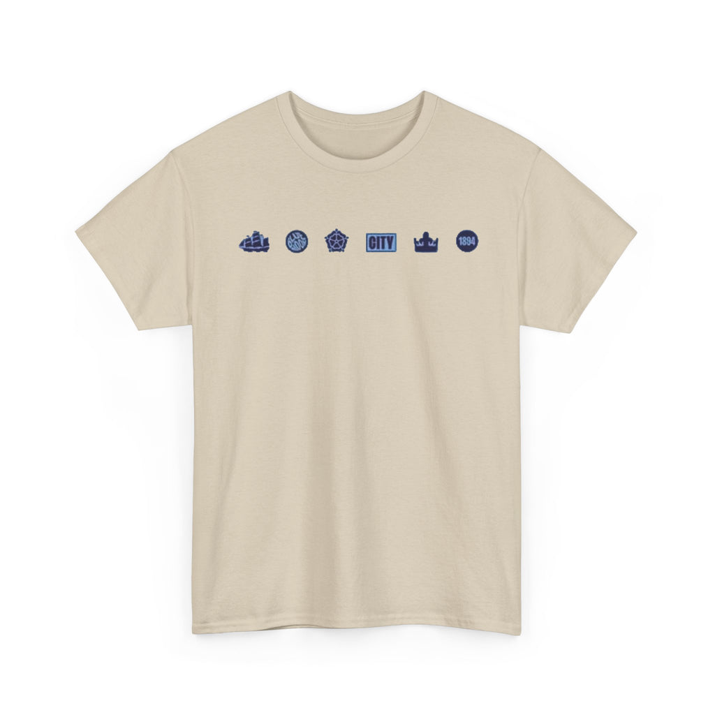 Manchester City Minimal City Icons Tee — Navy Skyline Icons Chest Print