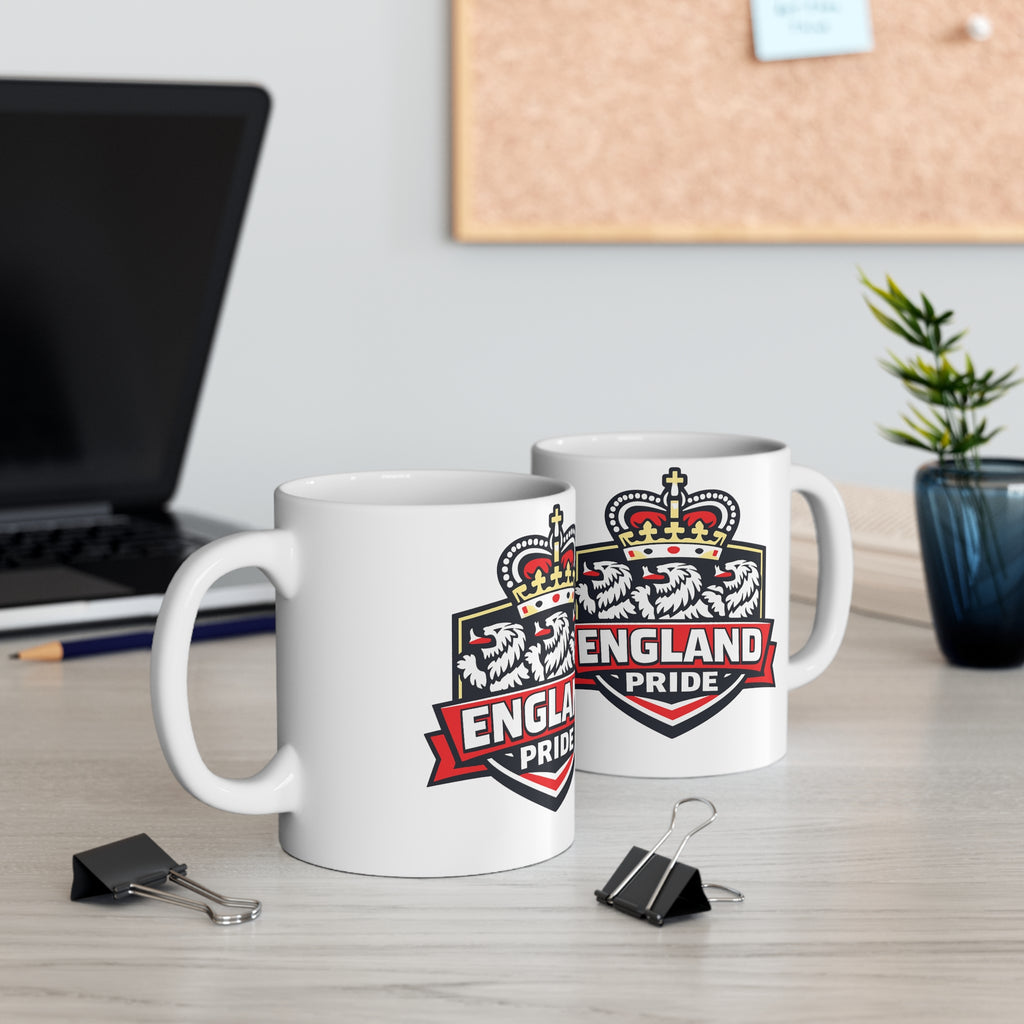 England Pride Ceramic Mug — Crowned Lion 11oz & 15oz Coffee Cup