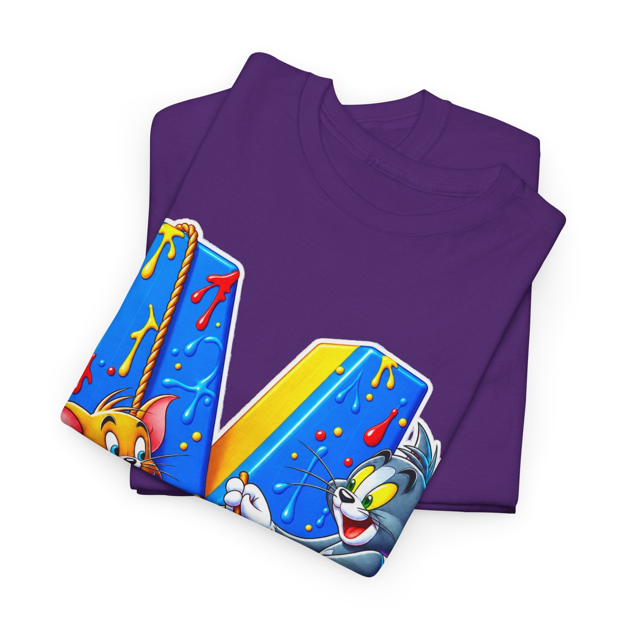 Tom & Jerry Letter M Cotton T-Shirt — Retro Cartoon Graphic Tee