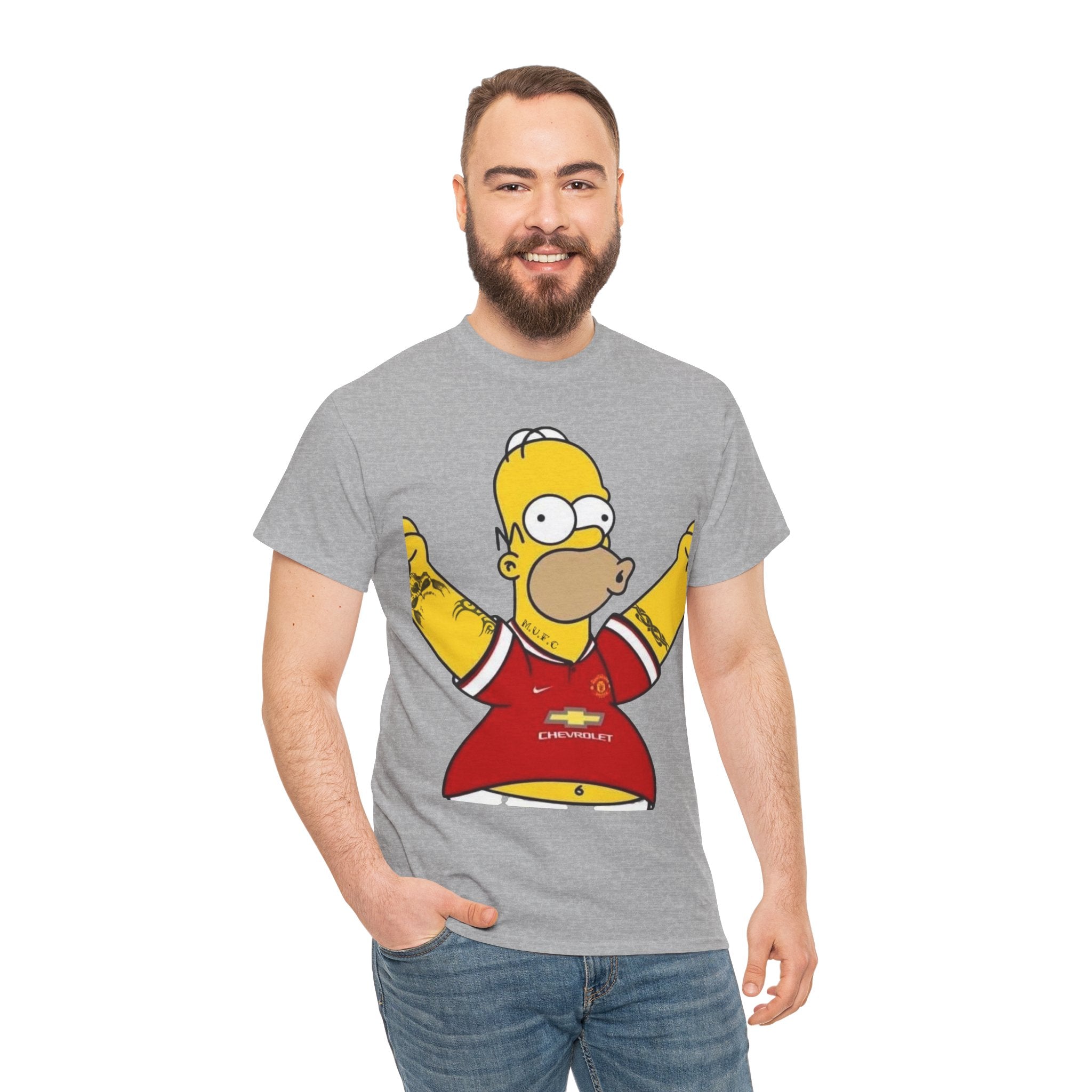 Homer Simpson Manchester Fan T-Shirt — Cartoon Football Supporter Tee
