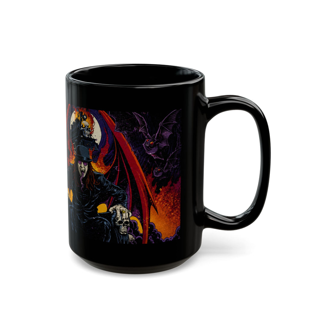 Gothic Halloween Black Mug — Demon Bat Witch Skull Design (11oz/15oz)