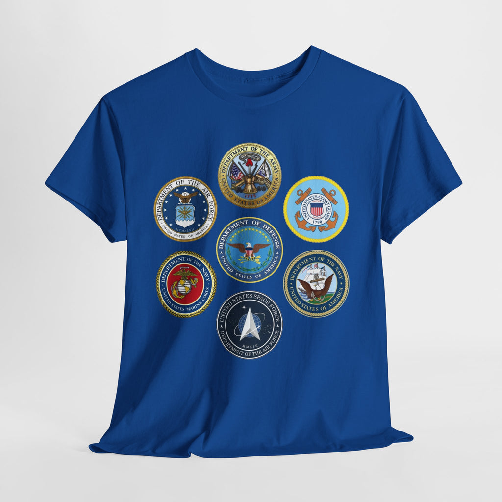 Military Branch Seals T-Shirt — Vintage US Armed Forces Emblems Tee