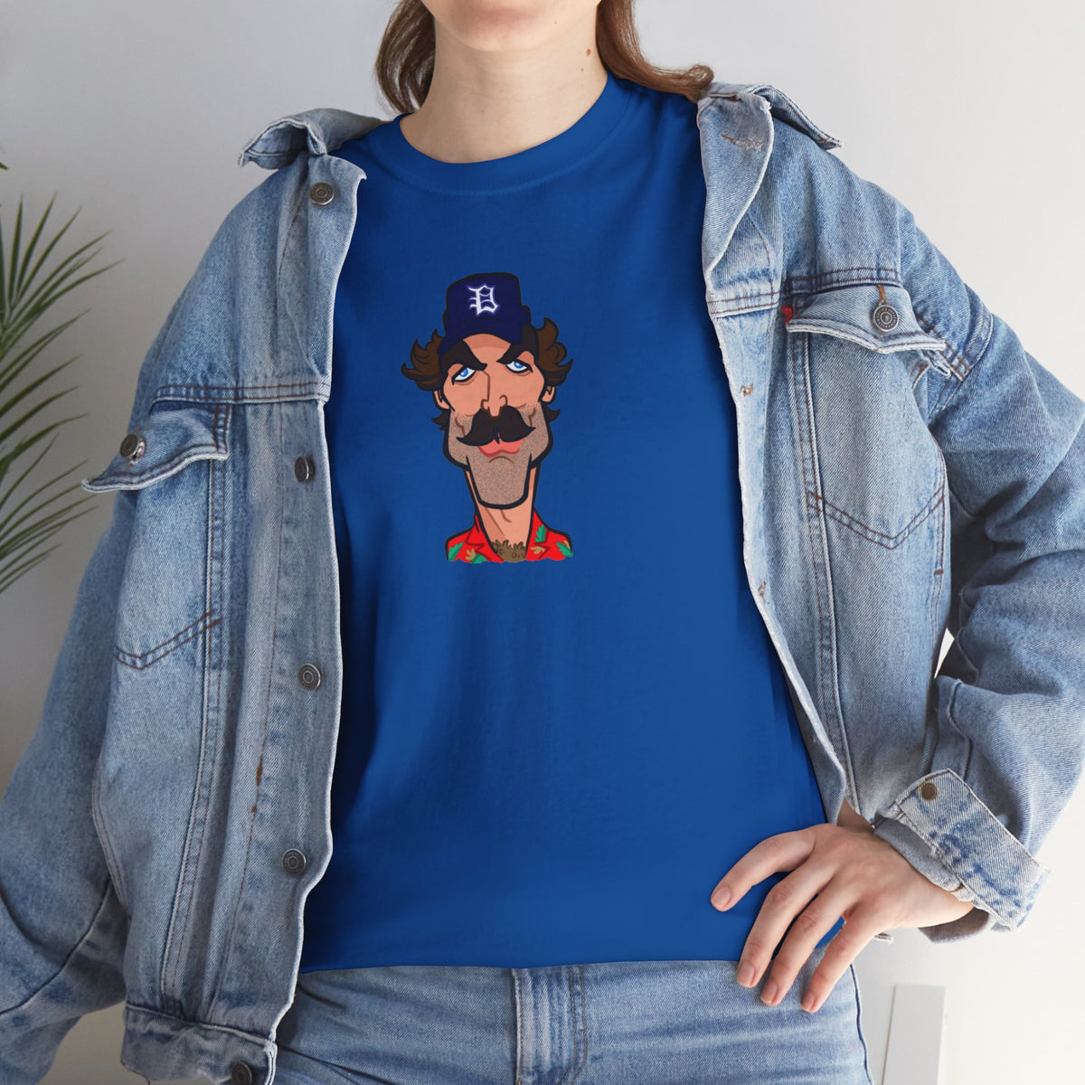Magnum PI Retro Caricature T-Shirt — Retro Mustache Hat Portrait Tee