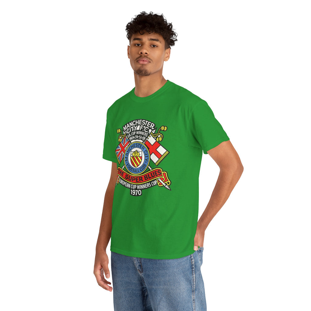 Manchester City Vintage Crest Tee — 'The Super Blues' 1970 European Cup Winners