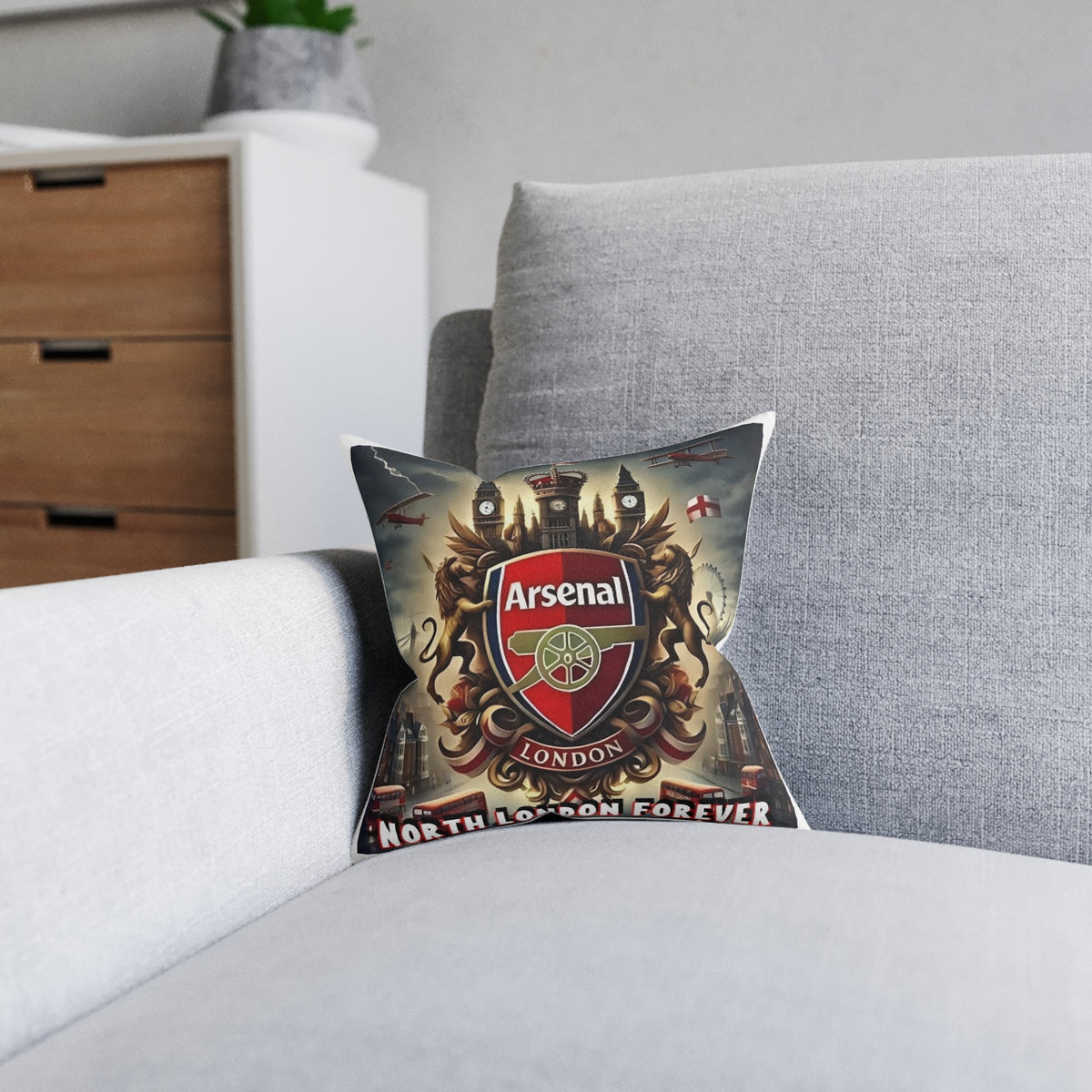 Arsenal London Crest Square Pillow — North London Forever Fan Cushion