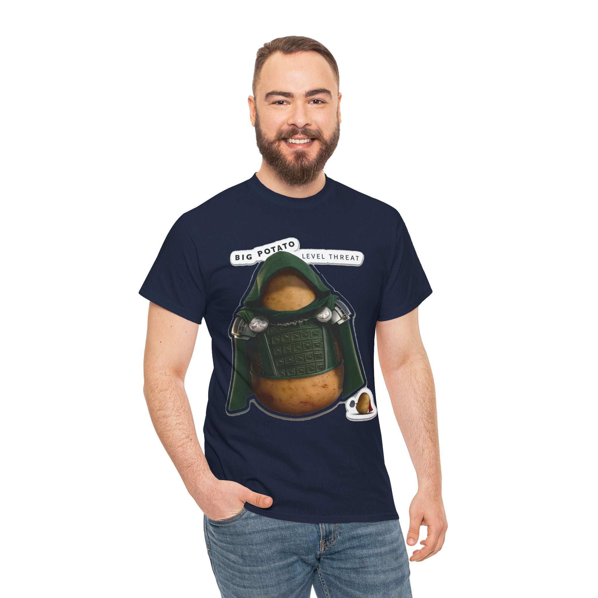 Big Potato "Level Threat" Doom Tee — Funny Potato Soldier Graphic T-Shirt