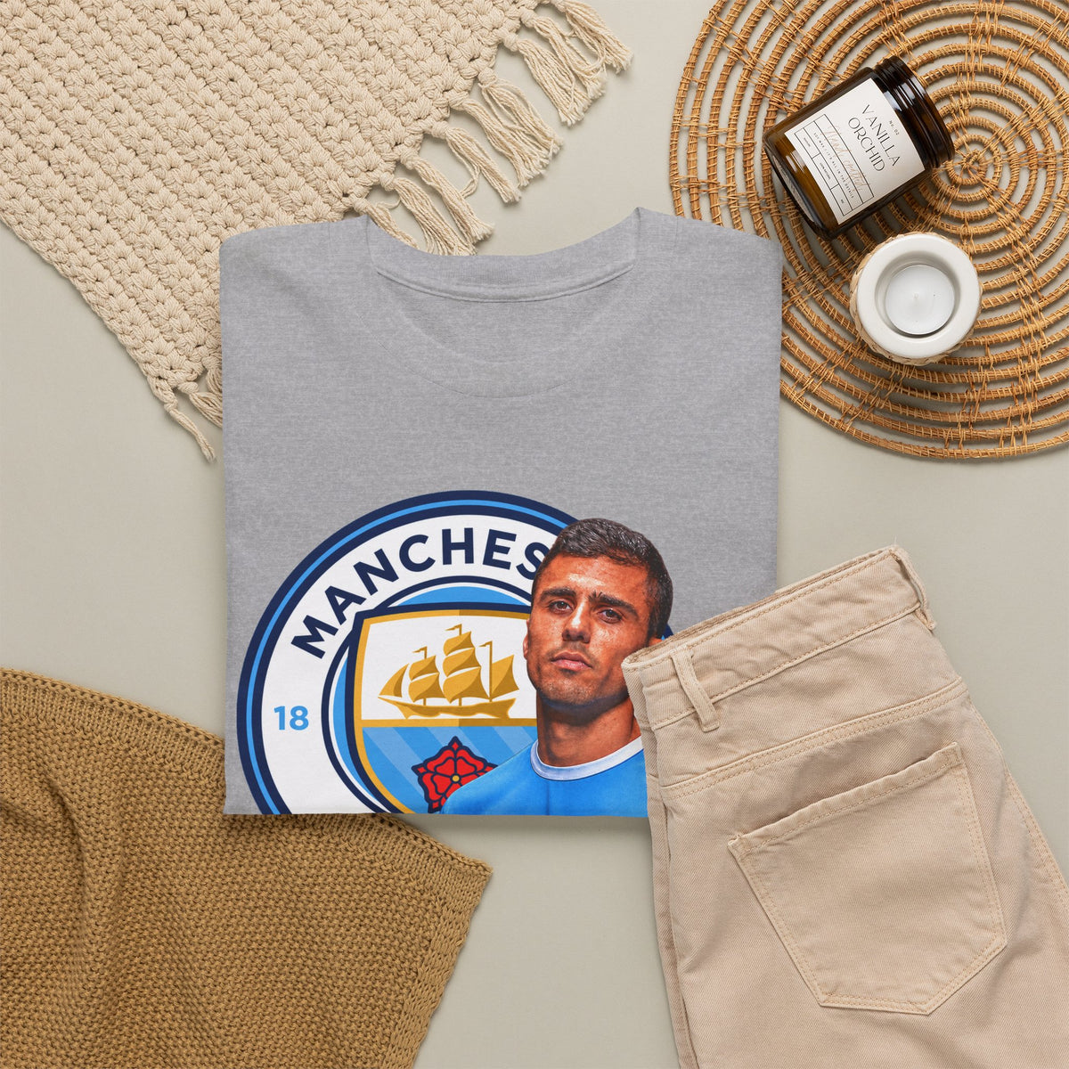 Rodri Manchester City Legend Football Tee — Player Portrait Soccer Shirt