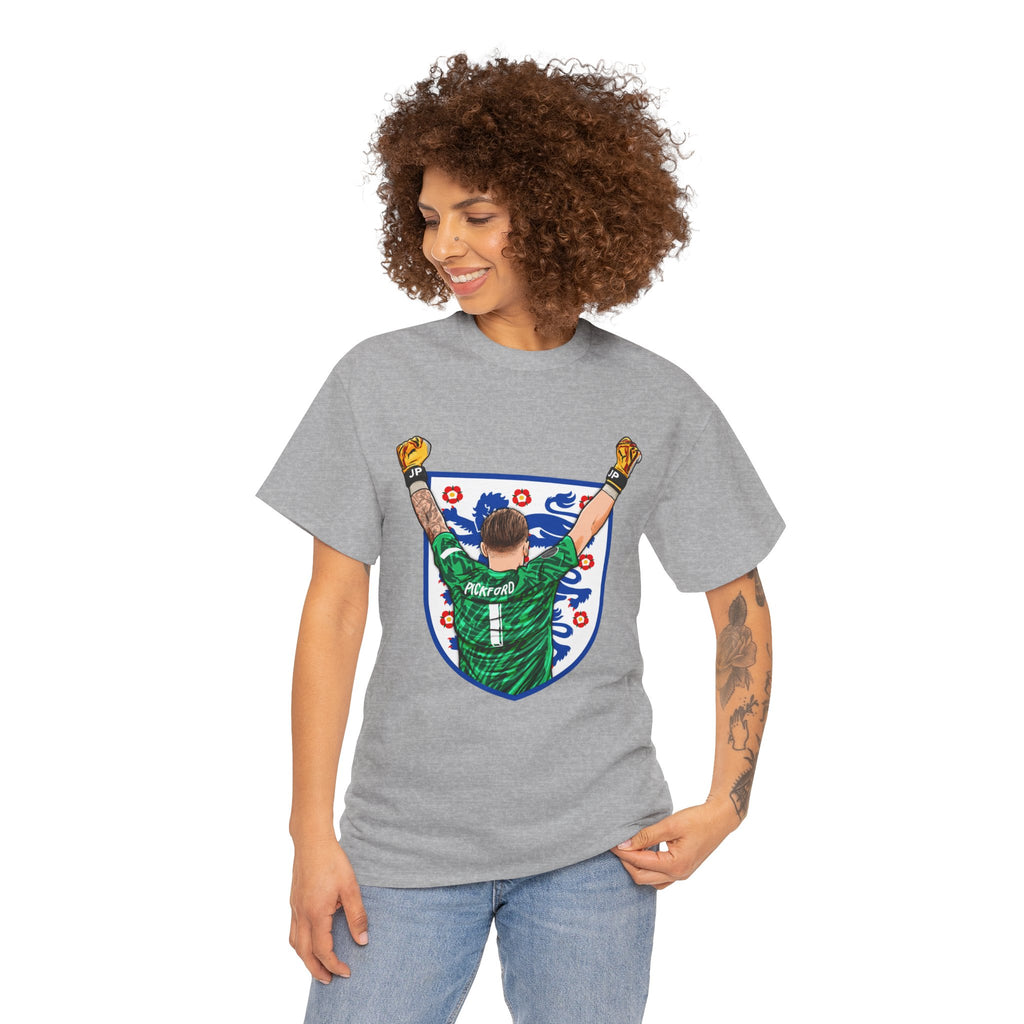 Pickford England Number 1 Goalkeeper Graphic Tee — Victory Pose Jersey Design