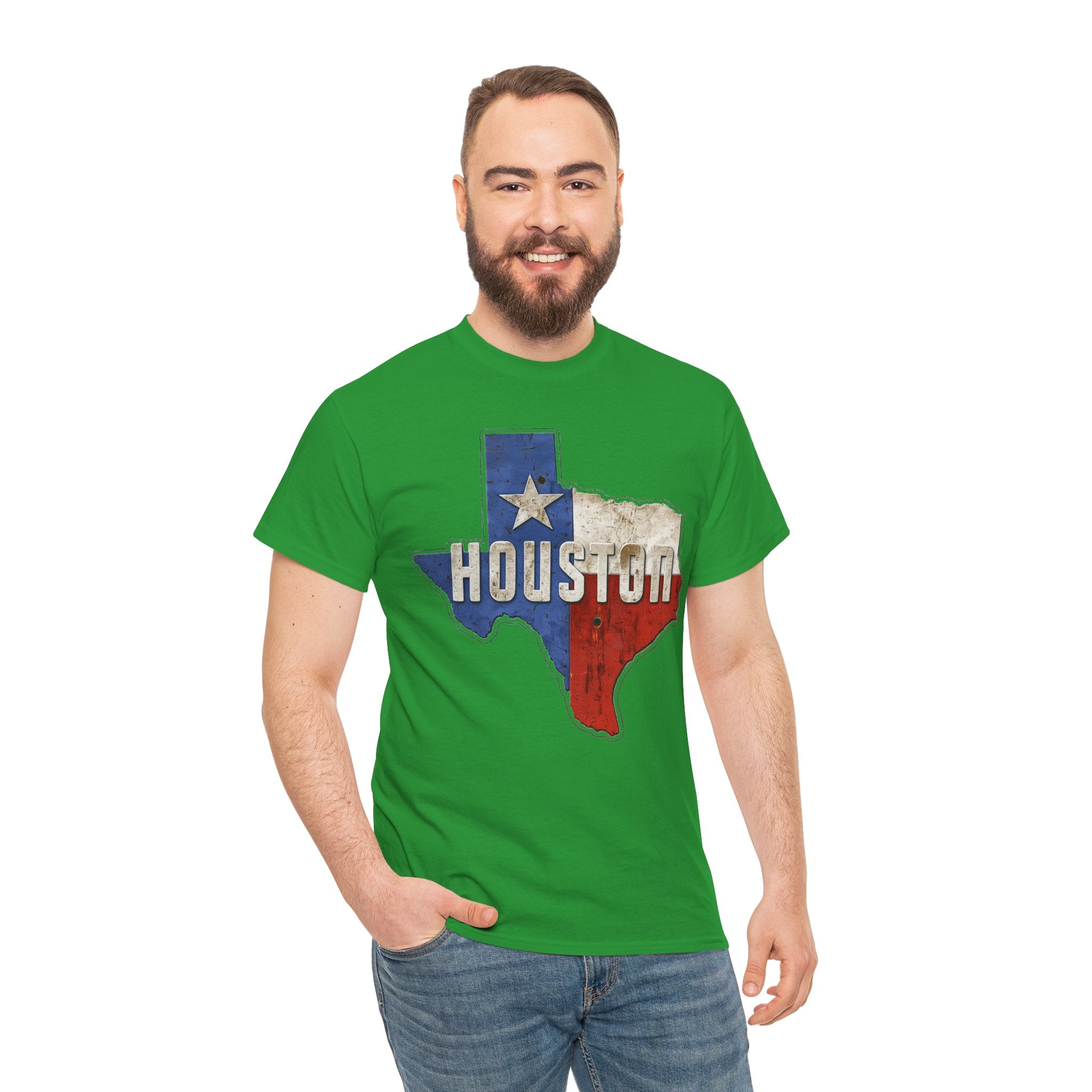 Houston Texas Flag Graphic Tee — Vintage State Outline T-Shirt