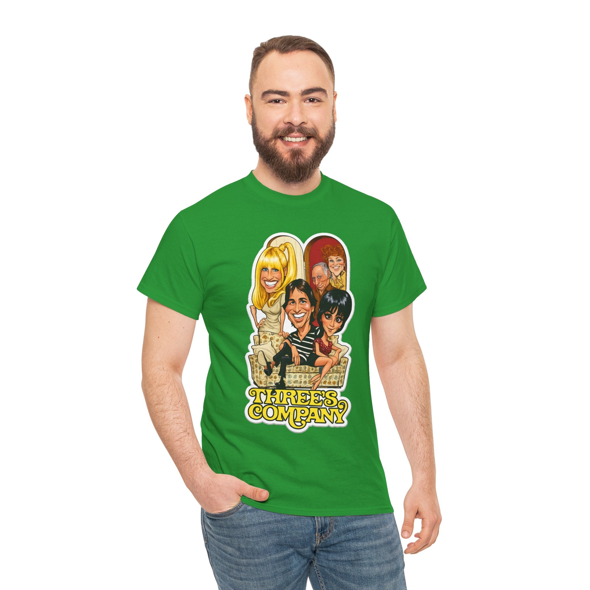 Three's Company Retro TV Tee — Vintage Sitcom Caricature T-Shirt