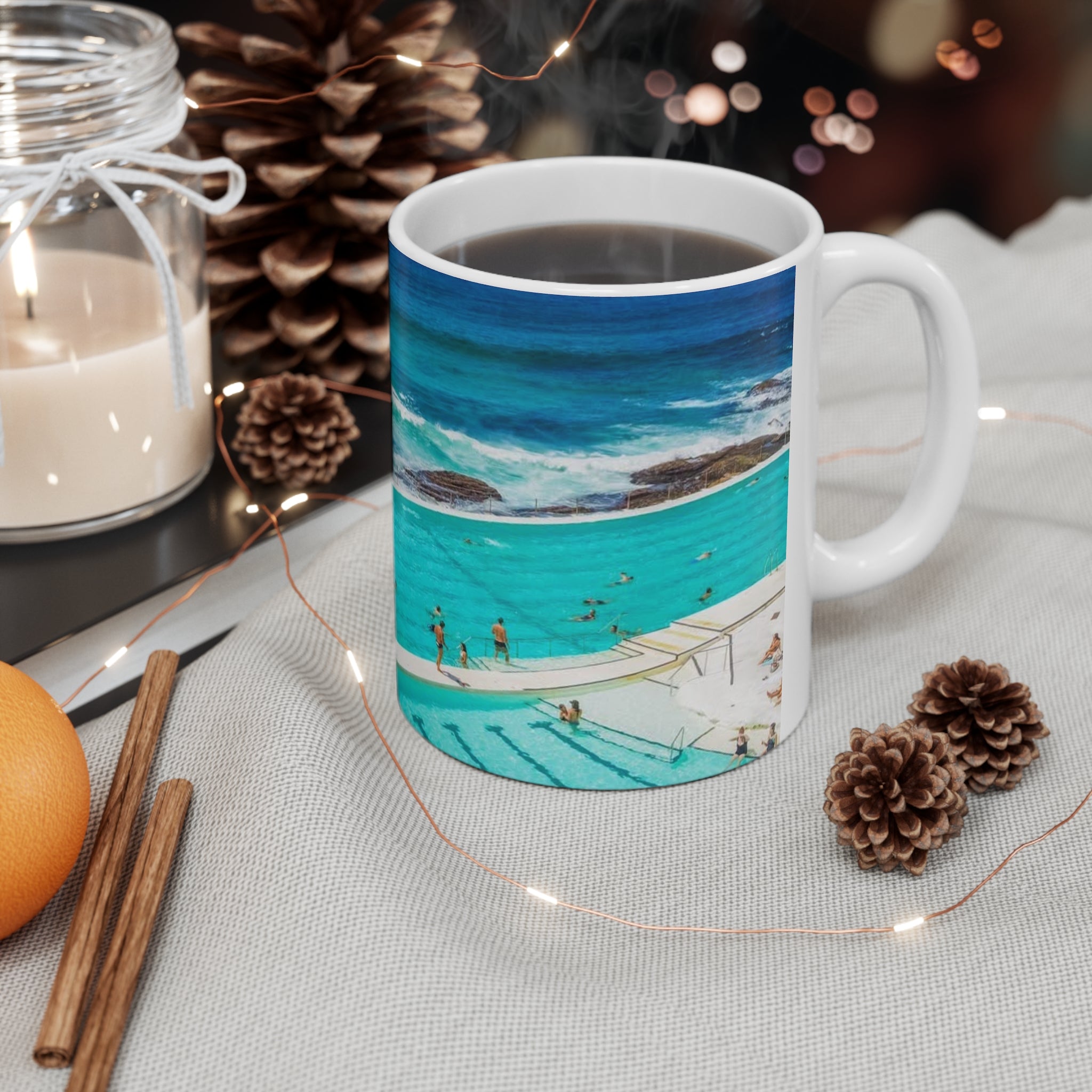 Coastal Ocean Pool Ceramic Mug — Beach Waves 11oz/15oz
