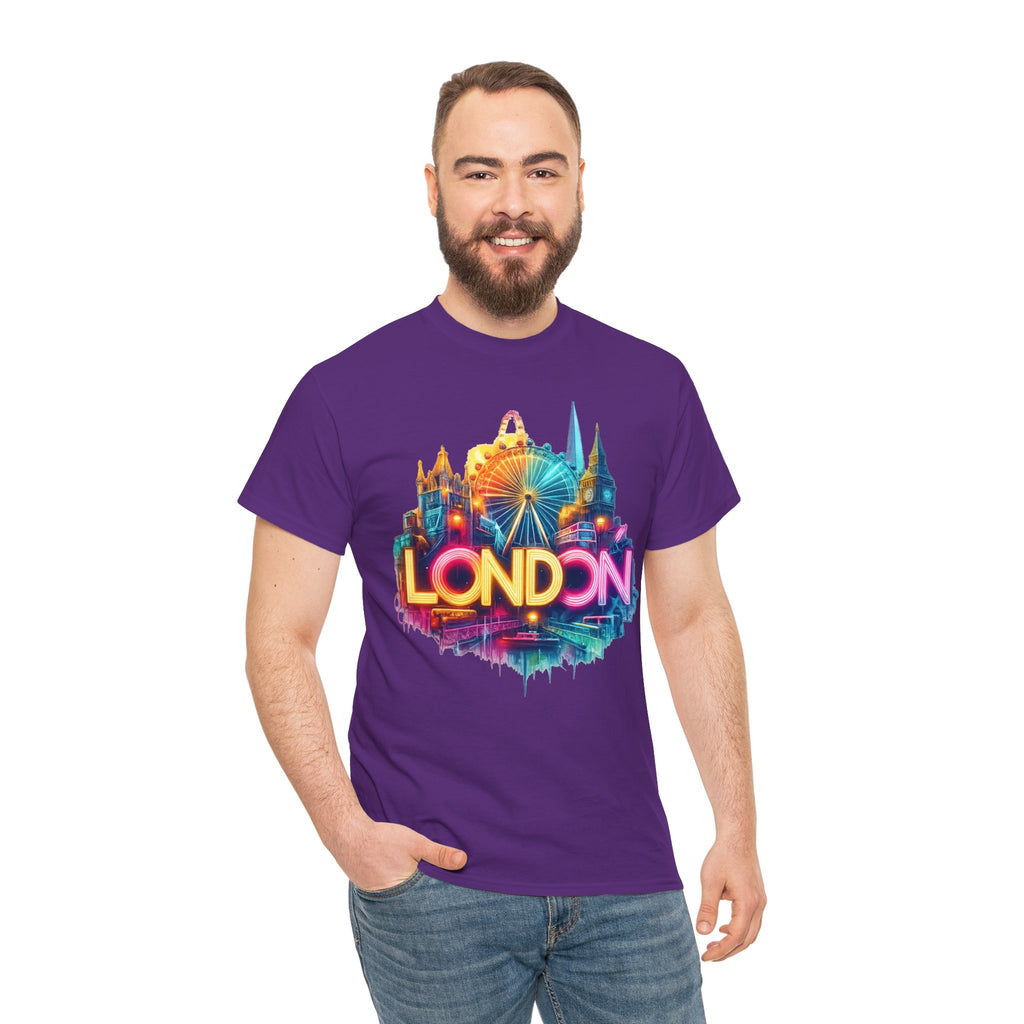London Skyline Tee — Colorful Neon London Landmark T-Shirt