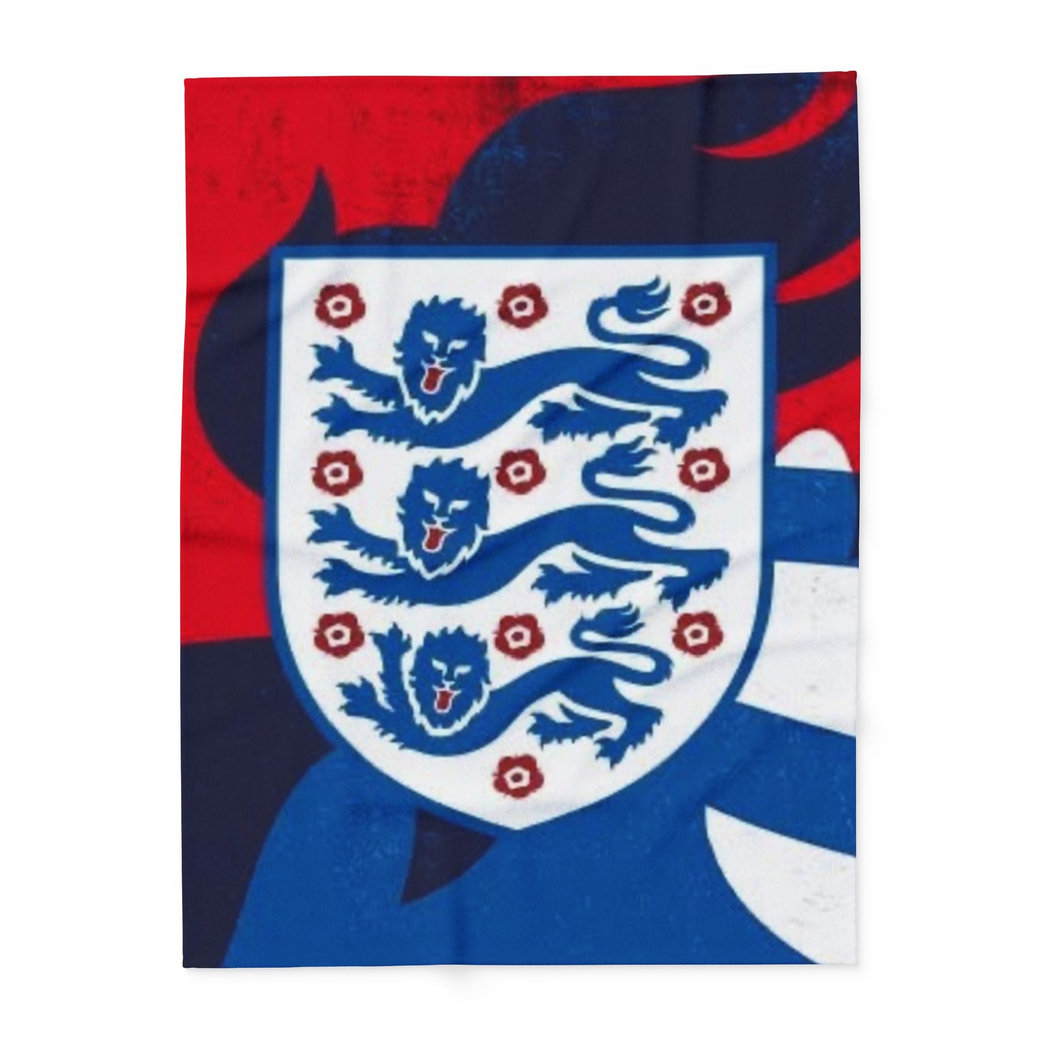 England Football Crest Fleece Blanket – Cozy Red & Blue Soccer Throw