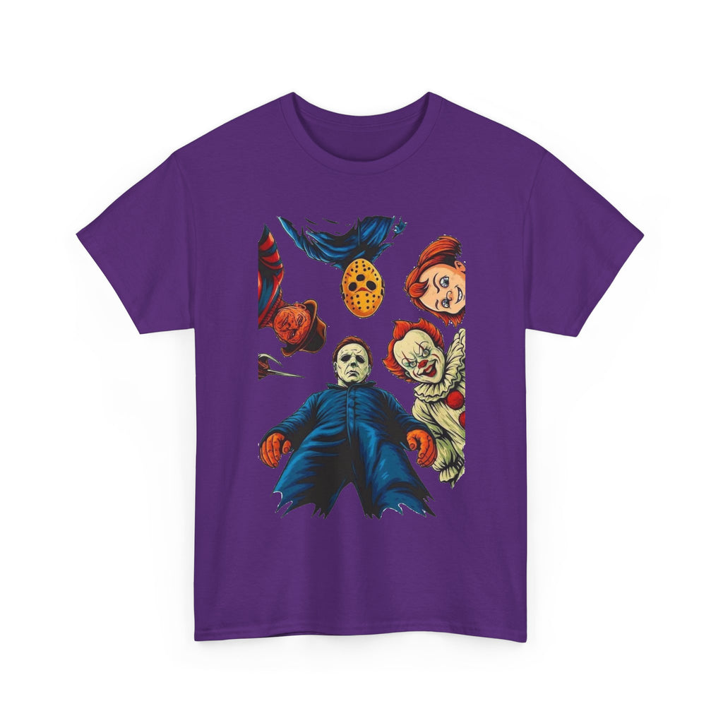 Horror Movie Icons Graphic Tee — Michael Myers, Jason & Classic Clowns Halloween T-Shirt