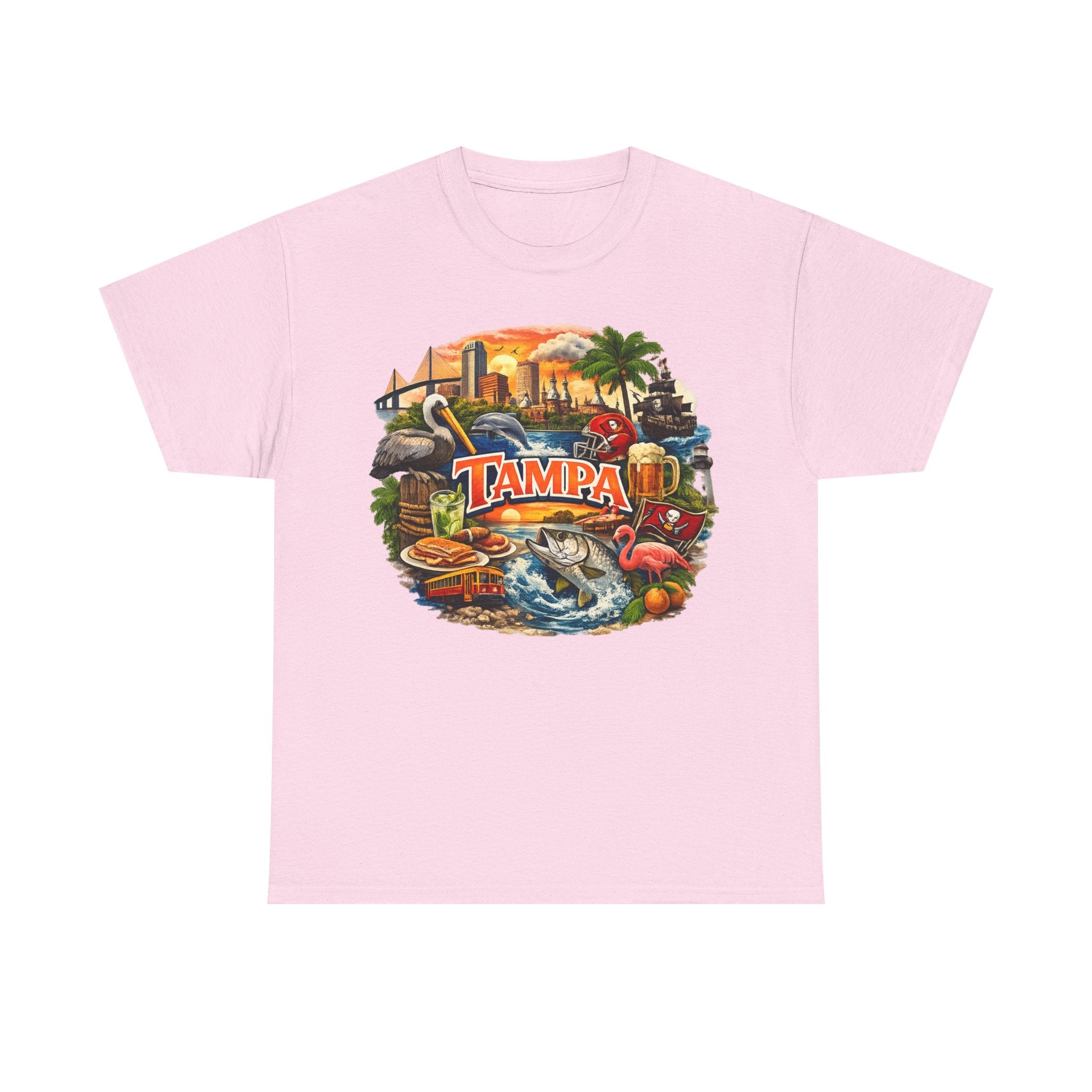 Tampa Florida Retro Scenic Tee — Vintage Beach, Skyline & Wildlife Graphic
