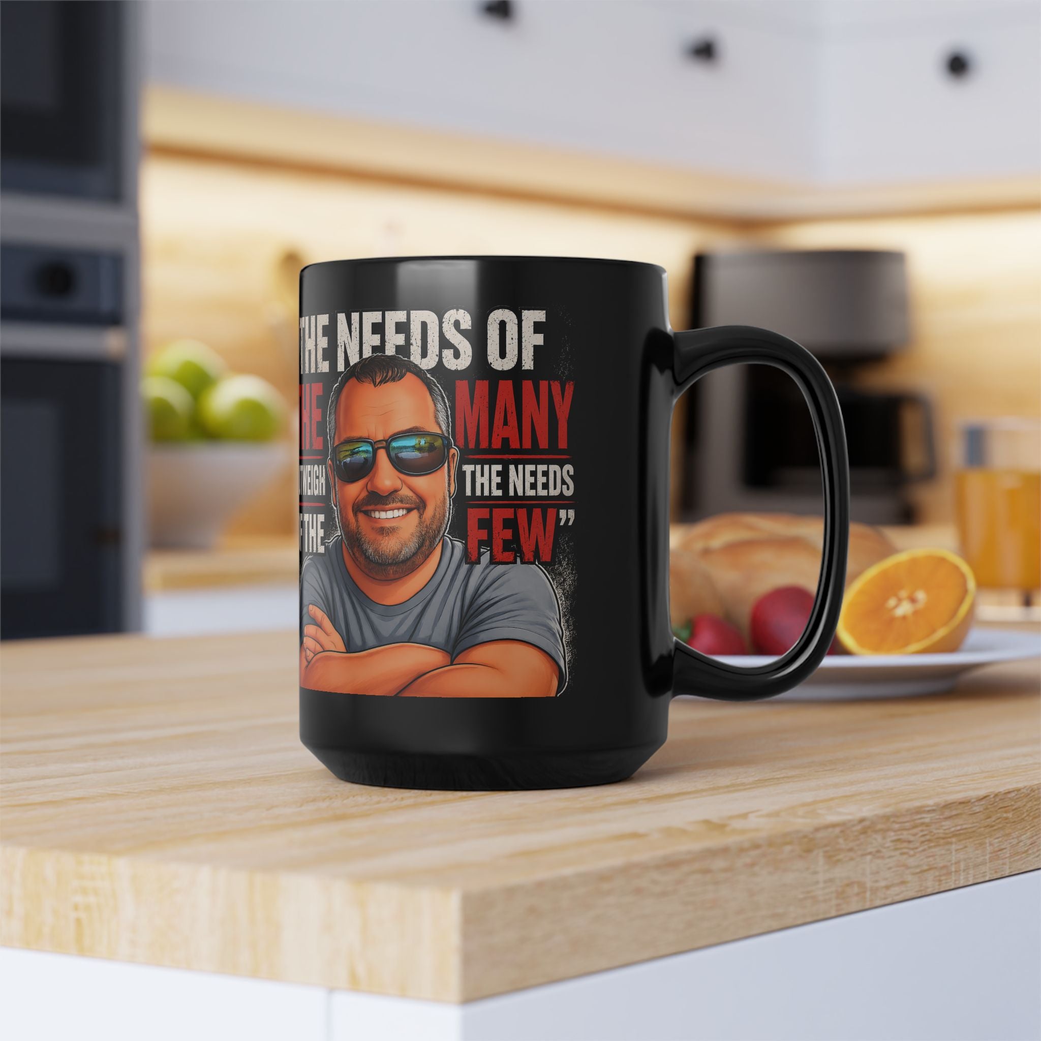 Mug - "The Needs of the Many Outweigh the Needs of the Few" Graphic Black Coffee Mug