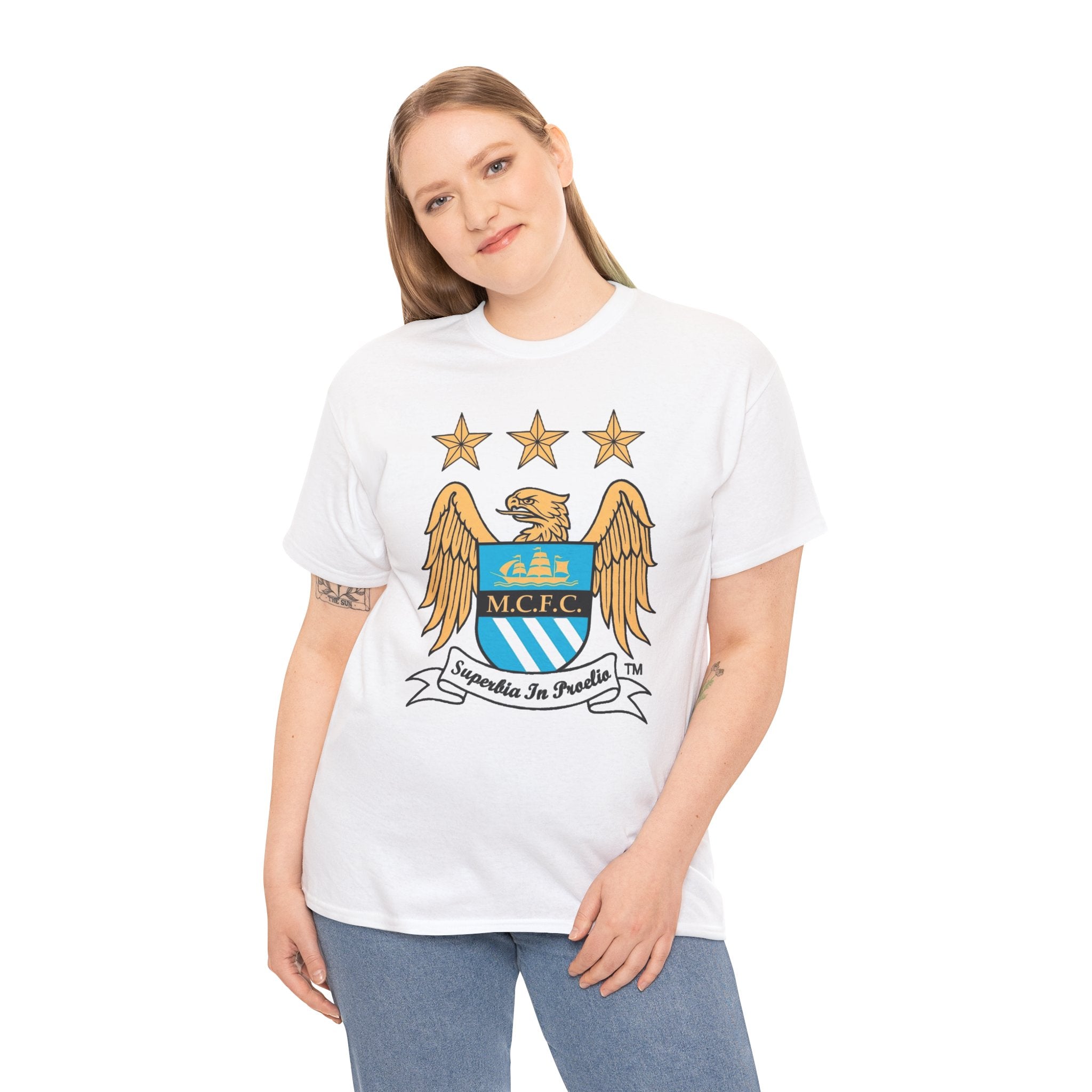 Manchester City Retro Club Crest T‑Shirt — MCFC Vintage Style Club Emblem Tee