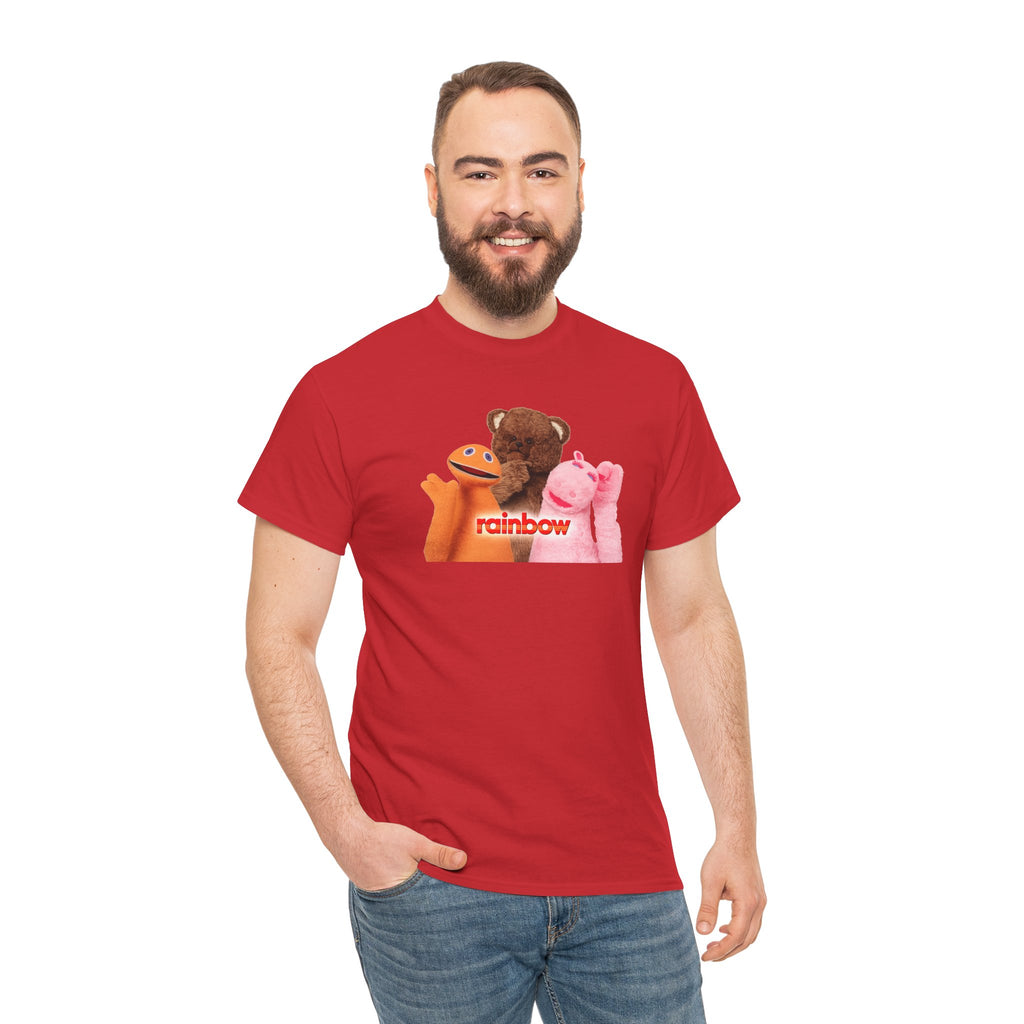 Rainbow Kids TV Zippy, George and Bungle Puppets T-Shirt — Cute Teddy & Hand Puppets Graphic Tee